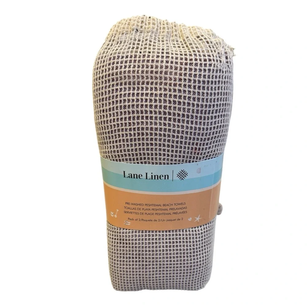 NWT Lane Linen Pre-Washed Peshtemal Beach Towels Pack of 2